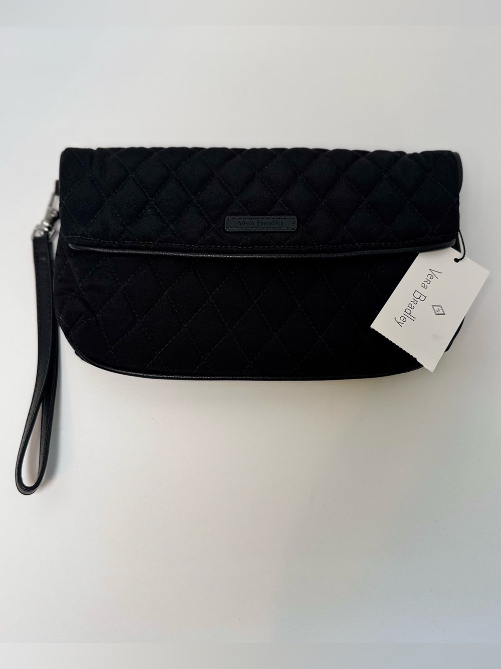 NWT Vera Bradley Classic Black Quilted Folded Flap Wristlet